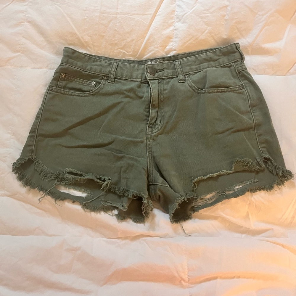 Free People Army Green jean shorts. Excellent pre-worn condition.